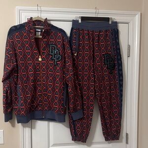 Puma Red & Navy Geometric Track Jacket and Joggers Set